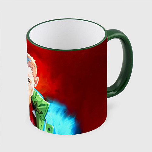 Кружка цветная Слово пацана в стиле аниме - мазки краски / 3D-Зеленый кант – фото 1