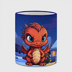 Кружка 3D Забавный красный дракон 2024, цвет: 3D-синий кант — фото 2