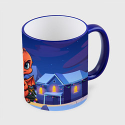 Кружка цветная Забавный красный дракон 2024