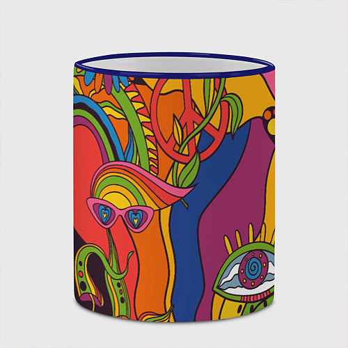 Кружка цветная Психоделика и третий глаз / 3D-Синий кант – фото 2