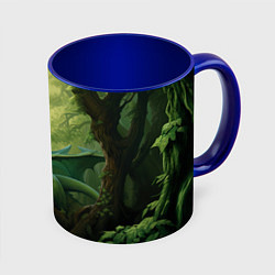Кружка 3D Лесной зеленый дракон 2024, цвет: 3D-белый + синий