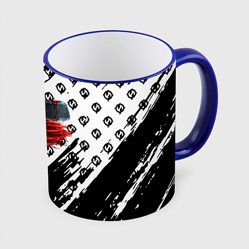 Кружка цветная Berserk anime black pattern / 3D-Синий кант – фото 1