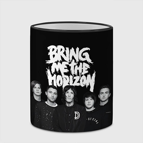 Кружка цветная Bring me the horizon - group / 3D-Черный кант – фото 2