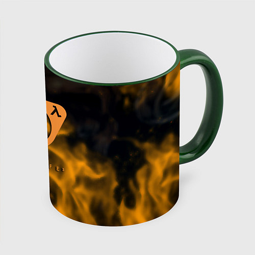 Кружка цветная Half life orange flame valve / 3D-Зеленый кант – фото 1