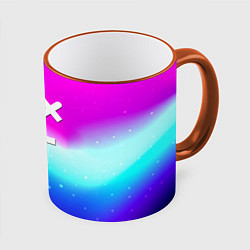 Кружка 3D Love death robots neon gradient serial, цвет: 3D-оранжевый кант