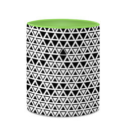 Кружка 3D Треугольники чёрные и белые, цвет: 3D-белый + светло-зеленый — фото 2