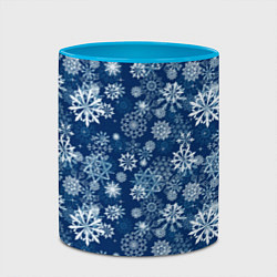 Кружка 3D Snowflakes on a blue background, цвет: 3D-белый + небесно-голубой — фото 2