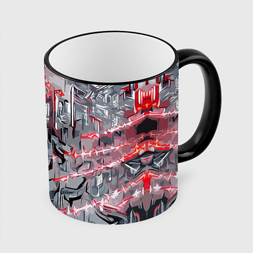 Кружка цветная Адский доспех в царапинах / 3D-Черный кант – фото 1