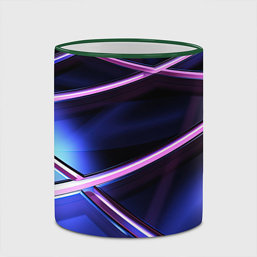 Кружка цветная Фиолетовая геометрическая абстракция / 3D-Зеленый кант – фото 2
