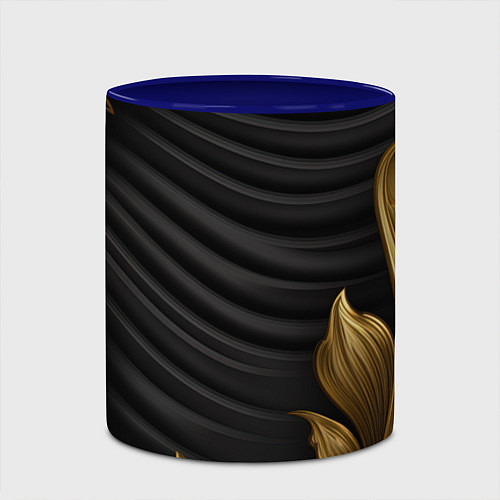 Кружка цветная Узоры золотые на черном фоне / 3D-Белый + синий – фото 2