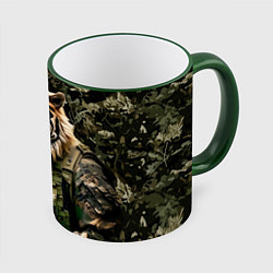 Кружка 3D Тиер солдат спецназа, цвет: 3D-зеленый кант