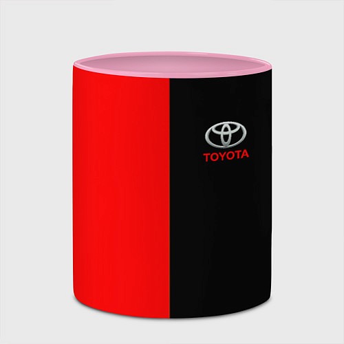 Кружка цветная Toyota car красно чёрный / 3D-Белый + розовый – фото 2