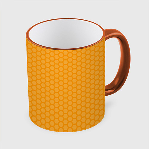 Кружка цветная Медовые соты векторные / 3D-Оранжевый кант – фото 1