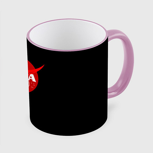 Кружка цветная NASA redlogo space usa / 3D-Розовый кант – фото 1