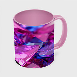 Кружка 3D Розовые и синие битые стекла, цвет: 3D-белый + розовый