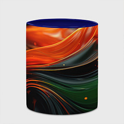Кружка 3D Оранжевая и зеленый абстракция, цвет: 3D-белый + синий — фото 2