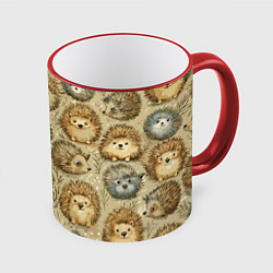 Кружка цветная Паттерн лесной ежик