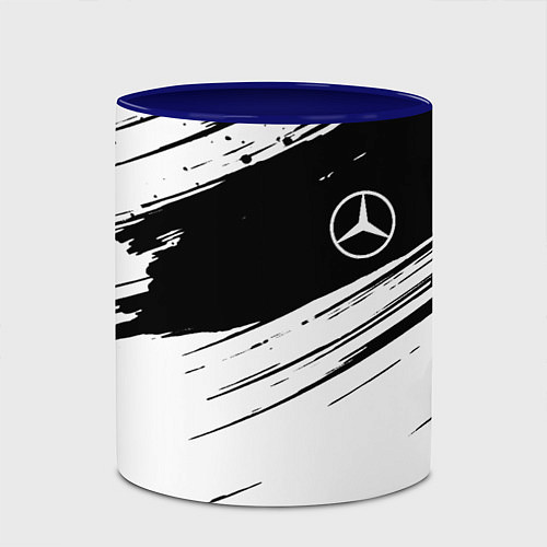 Кружка цветная Mercedes benz краски чернобелая геометрия / 3D-Белый + синий – фото 2