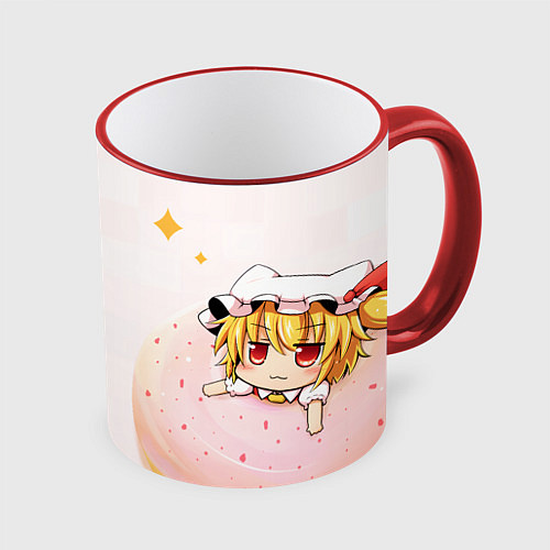 Кружка цветная Touhou Project Flandre chibi / 3D-Красный кант – фото 1