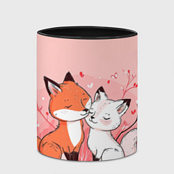 Кружка 3D Влюбленные милые лисички, цвет: 3D-белый + черный — фото 2