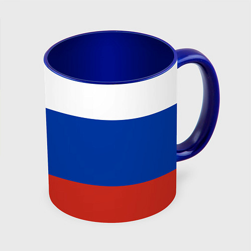 Кружка цветная Россия - патриот / 3D-Белый + синий – фото 1