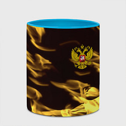 Кружка 3D Имперская Россия желтый огонь, цвет: 3D-белый + небесно-голубой — фото 2
