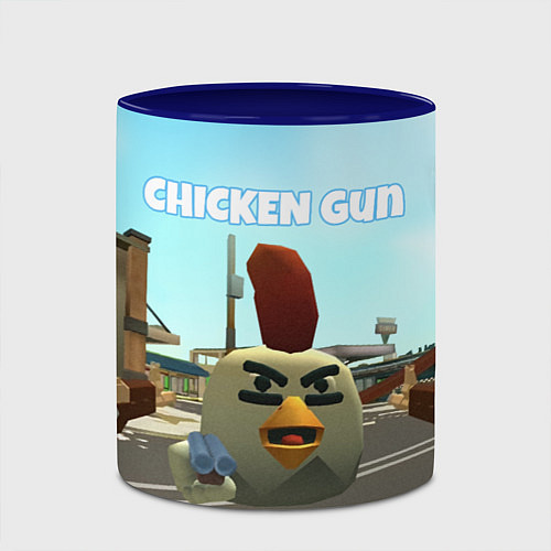 Кружка цветная Chicken Gun - shooter / 3D-Белый + синий – фото 2
