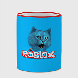 Кружка 3D Roblox синий кот, цвет: 3D-красный кант — фото 2