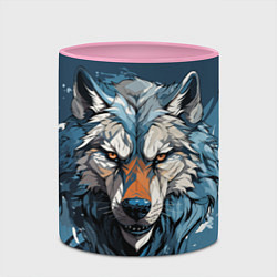 Кружка 3D Красивый грозный волк, цвет: 3D-белый + розовый — фото 2