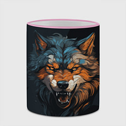 Кружка 3D Волчий свирепый оскал, цвет: 3D-розовый кант — фото 2