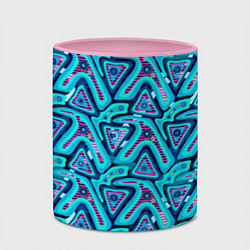 Кружка 3D Цветные графические многоугольники, цвет: 3D-белый + розовый — фото 2