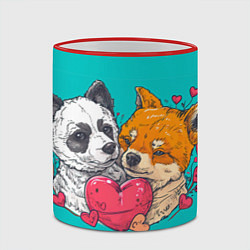 Кружка 3D Влюбленная собачка и лисичка, цвет: 3D-красный кант — фото 2