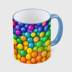 Кружка 3D Разноцветные шарики, цвет: 3D-небесно-голубой кант