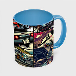 Кружка 3D Japanese cars art, цвет: 3D-белый + небесно-голубой