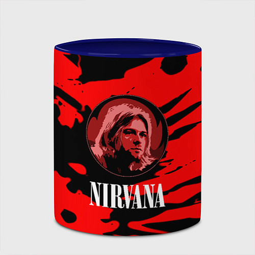 Кружка цветная Nirvana красные краски рок бенд / 3D-Белый + синий – фото 2