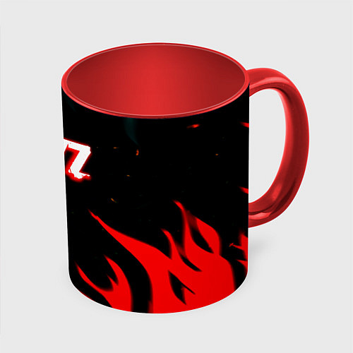 Кружка цветная Dayz flame / 3D-Белый + красный – фото 1