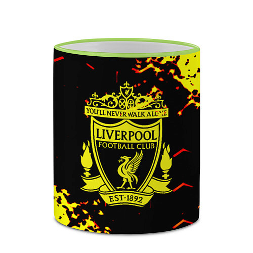 Кружка цветная Liverpool жёлтые краски текстура / 3D-Светло-зеленый кант – фото 2