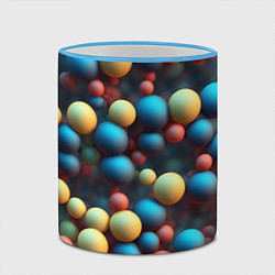 Кружка 3D Разноцветные шарики молекул, цвет: 3D-небесно-голубой кант — фото 2