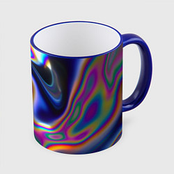 Кружка 3D Жидкая голографическая бензиновая абстракция, цвет: 3D-синий кант