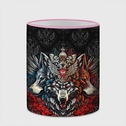 Кружка цветная Русские волки / 3D-Розовый кант – фото 2