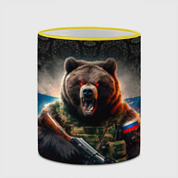 Кружка 3D Русский солдат медведь, цвет: 3D-желтый кант — фото 2