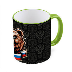 Кружка 3D Я русский медведь, цвет: 3D-светло-зеленый кант