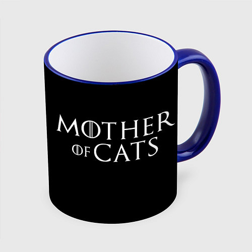 Кружка цветная Мама котов - герб / 3D-Синий кант – фото 1