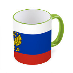 Кружка цветная Флаг России с гербом