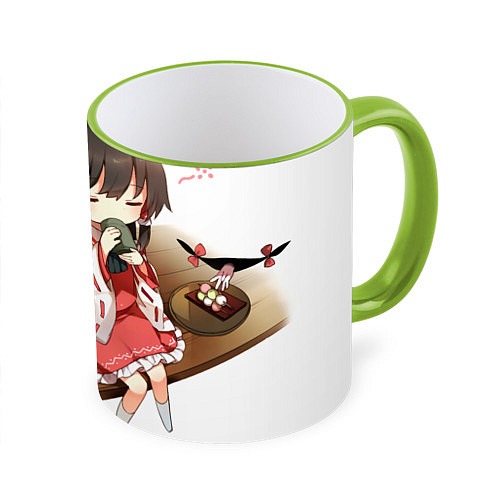 Кружка цветная Touhou Project Reimu and Marisa chibi / 3D-Светло-зеленый кант – фото 1