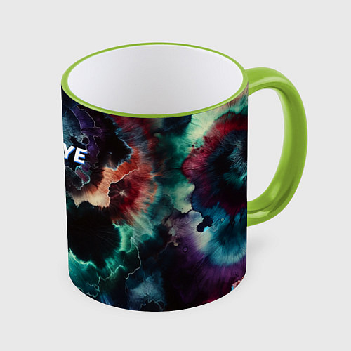 Кружка цветная Tie - dye / 3D-Светло-зеленый кант – фото 1