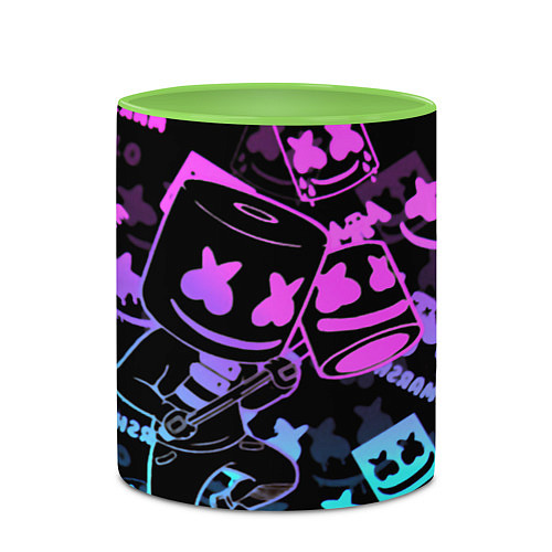 Кружка цветная Marshmello neon pattern / 3D-Белый + светло-зеленый – фото 2