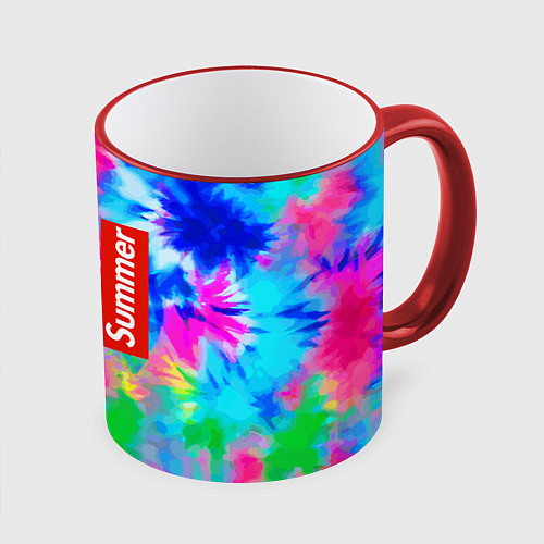 Кружка цветная Color abstraction - summer / 3D-Красный кант – фото 1