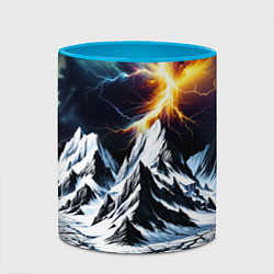 Кружка 3D Молнии и горы, цвет: 3D-белый + небесно-голубой — фото 2