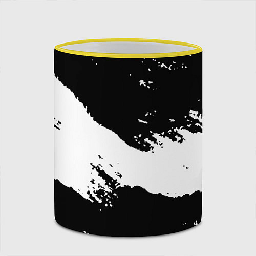 Кружка цветная Чёрнобелые краски / 3D-Желтый кант – фото 2